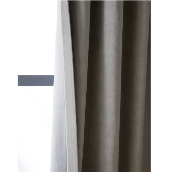 Quince Luxury Cotton Velvet Darkening Curtain 48X108 Slate New #38 - Picture 1 of 3